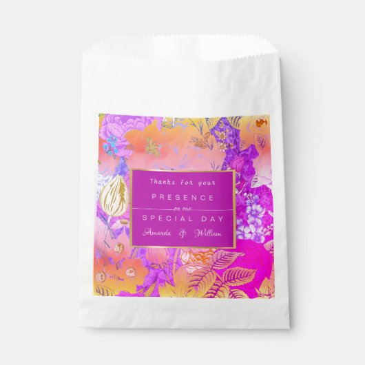 ピンクと黄色のヴィンテージフローラ フェイバーバッグ (正面)