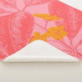 ピンクと黄色のヴィンテージ植物植物スケッチ シェルパブランケット (3/4)