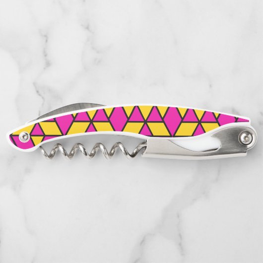 ピンクと黄色の三角形のパターン ソムリエナイフ (裏面)