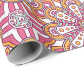 ピンクと黄色の円の曼荼羅 ラッピングペーパー (ロールコーナー)