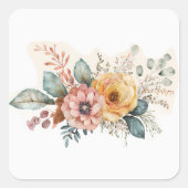 ピンクと黄色の四角のステッカー スクエアシール (正面)