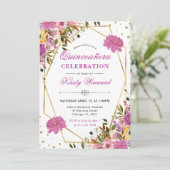 ピンクと黄色の夏の花キンセアニェラ 招待状 (スタンド正面)