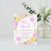 ピンクと黄色の夏の花フレーム引っ越しました ポストカード (スタンド正面)