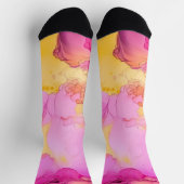 ピンクと黄色の大理石 ソックス (上部)
