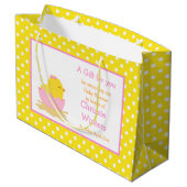 ピンクと黄色の女の子のシックありがとう ラージペーパーバッグ (裏面アングル)