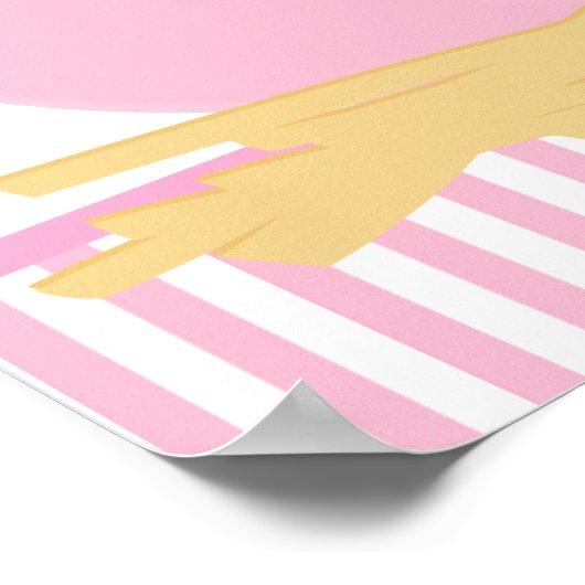 ピンクと黄色の女の子のシック赤ちゃんシャワーパーティー ポスター (角)