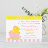 ピンクと黄色の女の子のシック赤ちゃんシャワー 招待状 (スタンド正面)