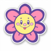 ピンクと黄色の幸せ花 シール (正面)