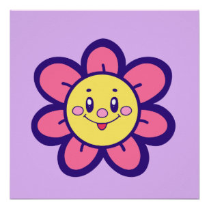 ピンクと黄色の幸せ花 ポスター
