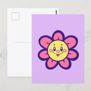 ピンクと黄色の幸せ花 ポストカード