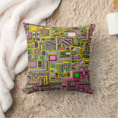 ピンクと黄色の幾何学模様 クッション (ブランケット)