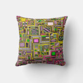 ピンクと黄色の幾何学模様 クッション (裏面)