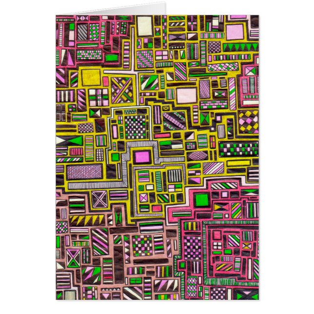 ピンクと黄色の幾何学的なシェイプポップ・アートのアートパンク (正面)