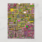 ピンクと黄色の幾何学的なシェイプポップ・アートのアートパンク ポストカード (正面)