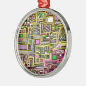 ピンクと黄色の幾何学的なシェイプポップ・アートのアートパンク メタルオーナメント (左)