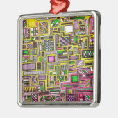 ピンクと黄色の幾何学的なシェイプポップ・アートのアートパンク メタルオーナメント (左)