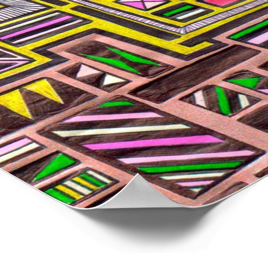 ピンクと黄色の幾何学的な形状のアーポップ・アートのト ポスター (角)