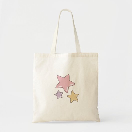 ピンクと黄色の星のらくがきトートバッグ トートバッグ (正面)