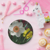 ピンクと黄色の春の花 ペーパープレート (パーティー)