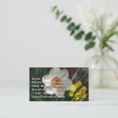 ピンクと黄色の春の花 名刺 (スタンド正面)