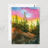 「ピンクと黄色の朝」カントリー・ロードのはがき ポストカード (正面/裏面)