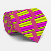 ピンクと黄色の横方向のストライプ ネクタイ (ロール)