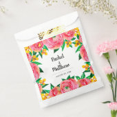 ピンクと黄色の水の色のフローラ結婚のナプキン フェイバーバッグ (封をした状態)