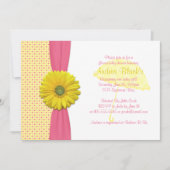 ピンクと黄色の水玉模様ベビーシャワー招待状 招待状 (正面)