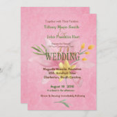 ピンクと黄色の水色の結婚式招待状 招待状 (正面/裏面)