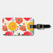 ピンクと黄色の水色の花 ラゲッジタグ (正面横)