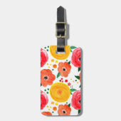 ピンクと黄色の水色の花 ラゲッジタグ (正面縦)