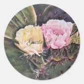 ピンクと黄色の水色フローラ ラウンドシール (正面)