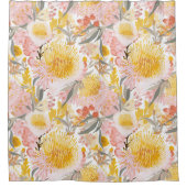 ピンクと黄色の沿岸フローラ シャワーカーテン (正面)