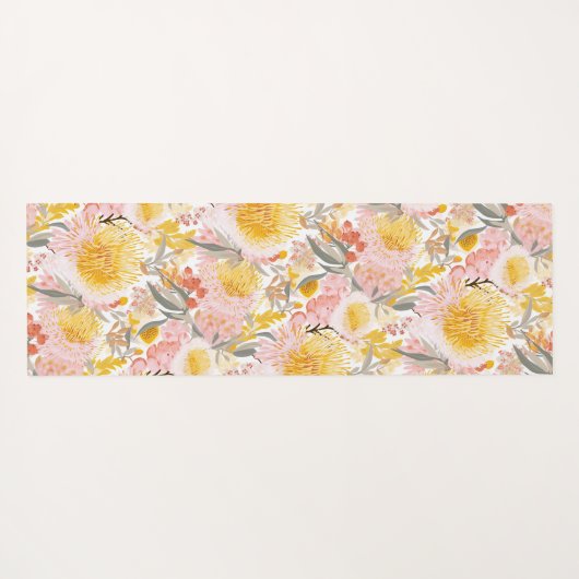 ピンクと黄色の沿岸花 ヨガマット (裏面(横))