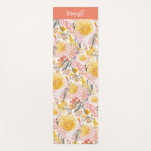 ピンクと黄色の沿岸花 ヨガマット (正面)