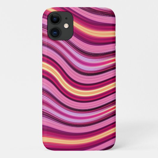 ピンクと黄色の波状のストライプパターン Case-Mate iPhoneケース (裏面)