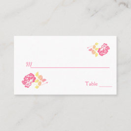 ピンクと黄色の牡丹オンホワイト座席表 プレイスカード