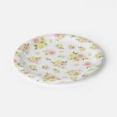 ピンクと黄色の牡丹フローラの水色 ペーパープレート (アングル)