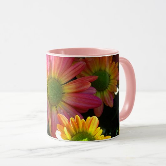 ピンクと黄色の秋の花 ドリンクマグ マグカップ (正面右)