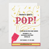 ピンクと黄色の紙吹雪の赤ちゃんシャワー 招待状 (正面/裏面)