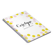 ピンクと黄色の紙吹雪ドットのパターパーソナライズされたン ノートブック (右側)