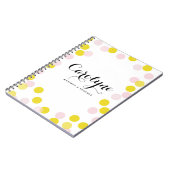ピンクと黄色の紙吹雪ドットのパターパーソナライズされたン ノートブック (左側)