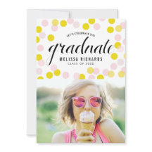 ピンクと黄色の紙吹雪ドット写真卒業