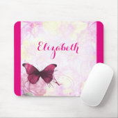 ピンクと黄色の紫色の水色の蝶 マウスパッド (マウス)