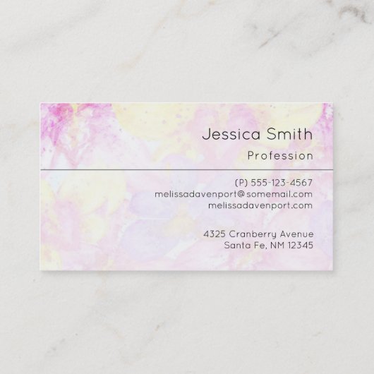 ピンクと黄色の紫色の水色の蝶 名刺 (裏面)