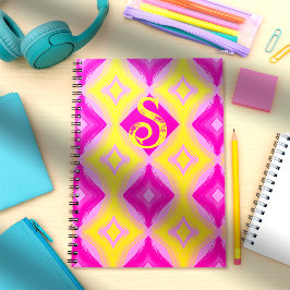 ピンクと黄色の絵を描ダイヤモンドのスパイラルフォトノートブック ノートブック