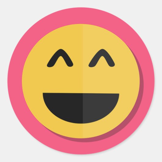 ピンクと黄色の絵文字シール ラウンドシール (正面)