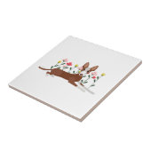 ピンクと黄色の花が咲く漫画犬 タイル (側面)