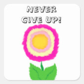 ピンクと黄色の花のステッやる気を起こさせるク スクエアシール (正面)