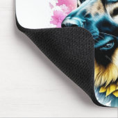 ピンクと黄色の花のドイツの羊飼い マウスパッド (コーナー)